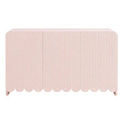 Fluted And Scalloped Sideboard Storage Cabinet In Elegant Finish