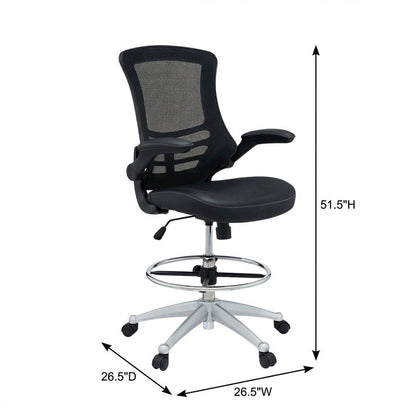 Vinyl Drafting Chair with Armrests and Adjustable Height for Office Use