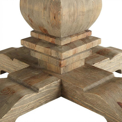 Brown Round Pine Wood Dining Table, Modern Farmhouse, Seats 4