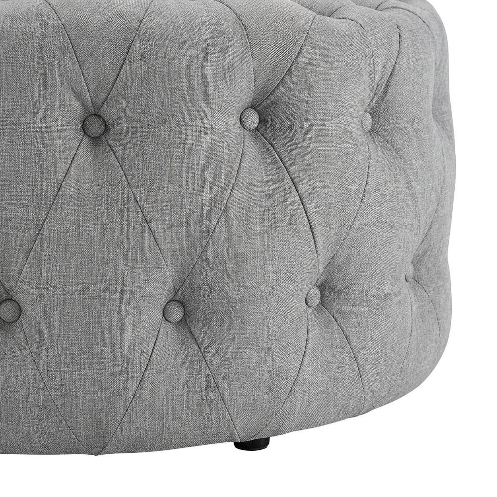 Light Gray Fabric Ottoman, Neutral Soft Upholstered Seat for Room