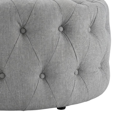 Light Gray Fabric Ottoman, Neutral Soft Upholstered Seat for Room