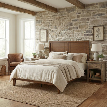 Wood Full Headboard with Durable Finish and Classic Design for Bedroom