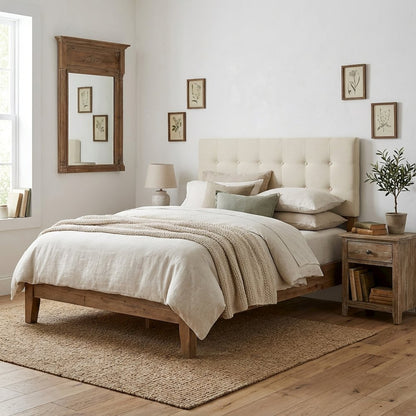 Upholstered Fabric Full Headboard in Neutral Tone with Durable Construction