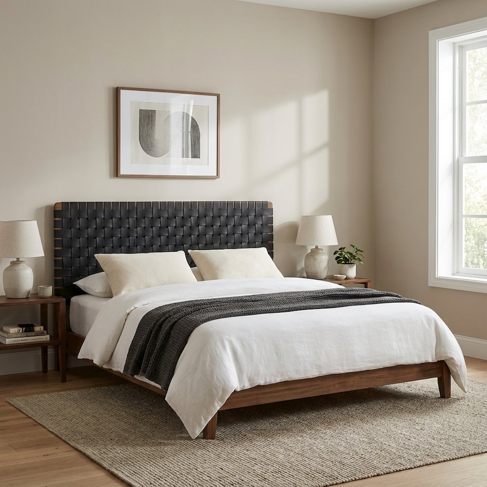 Vegan Leather Queen Headboard Wall-Mount Design with DurableTexture