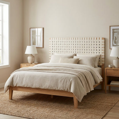 Vegan Leather Queen Headboard with DurableTexture for Bedroom