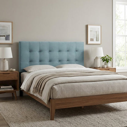 Biscuit Tufted Full Headboard in Performance Velvet with Elegant Design
