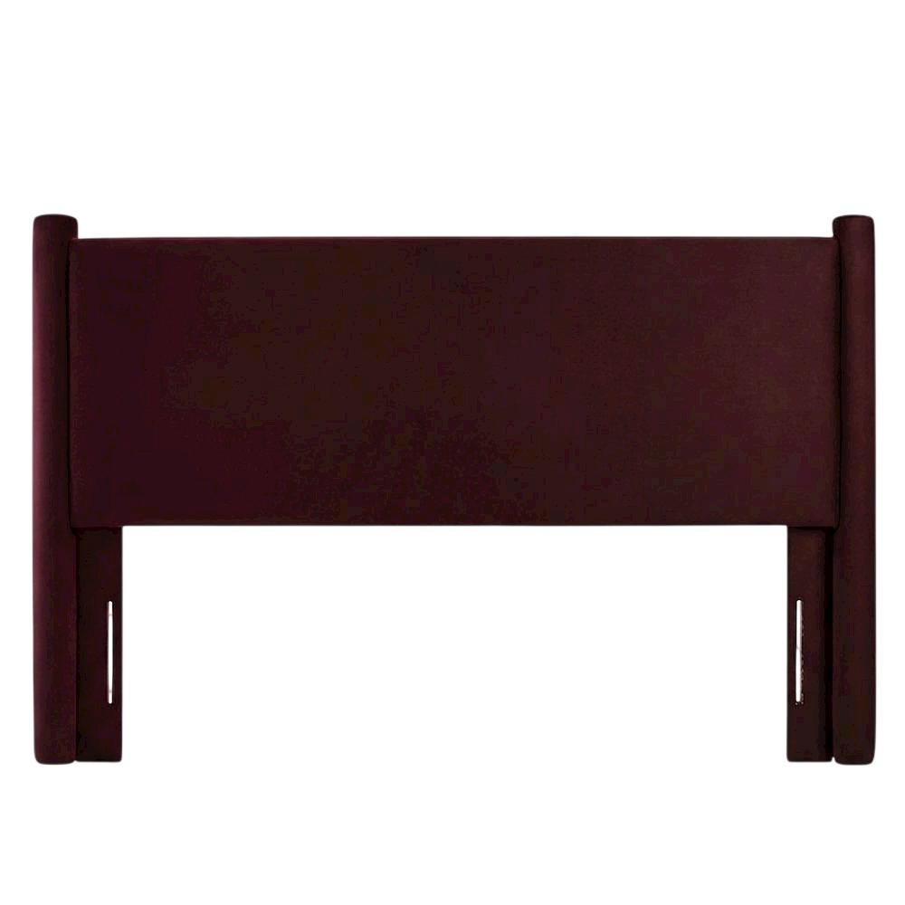Performance Velvet Padded Headboard, Full Size Upholstered Bed Frame, Mulberry
