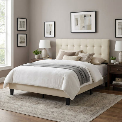 Upholstered Fabric Full Headboard in Neutral Tone with Durable Construction