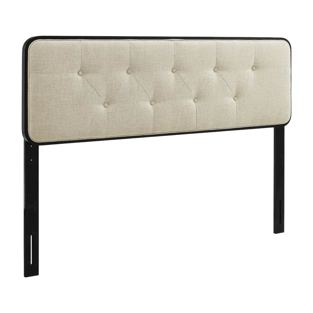 Tufted Fabric Queen Headboard with Wood Frame and Classic Design