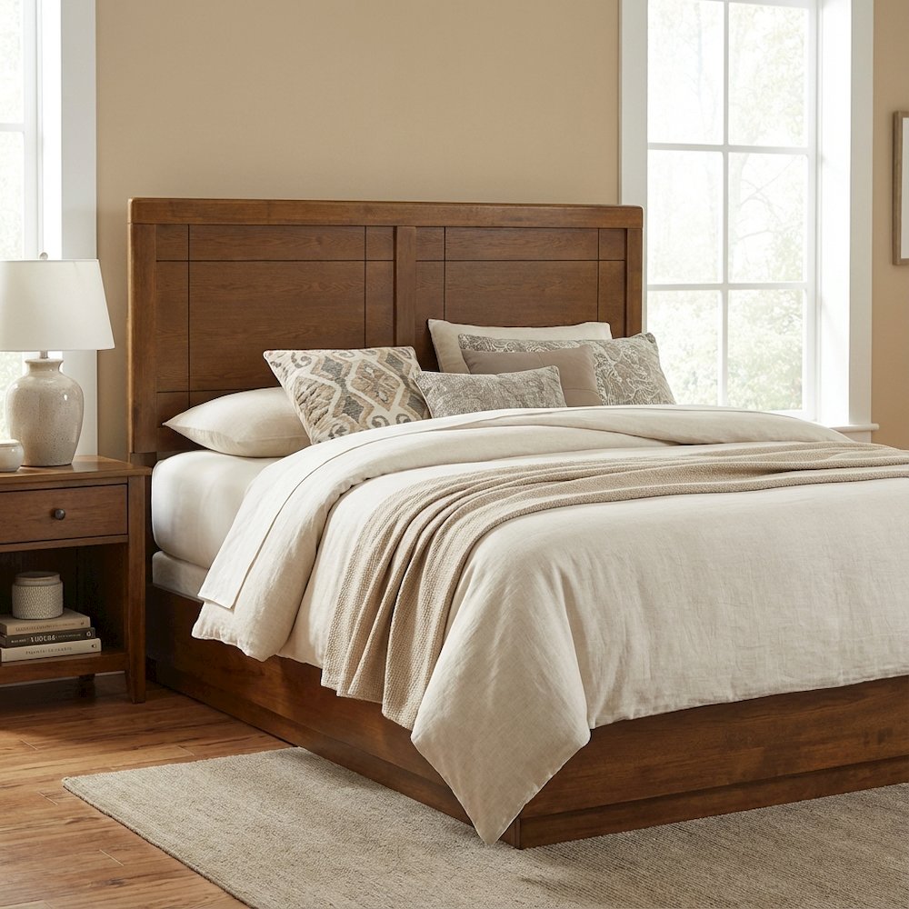 Wood Full Headboard with Durable Finish and Classic Design for Bedroom
