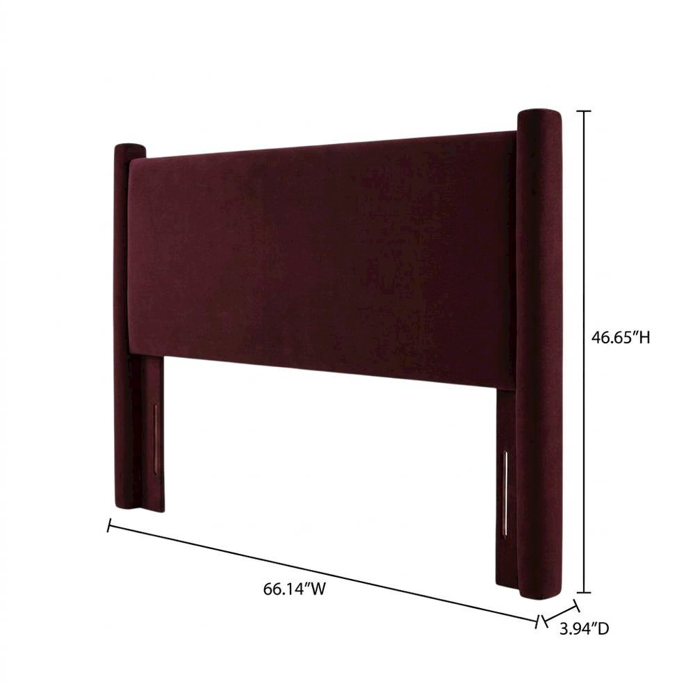 Performance Velvet Padded Headboard, Full Size Upholstered Bed Frame, Mulberry