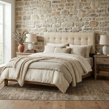 Upholstered Fabric King Headboard in Neutral Tone with Padded Design