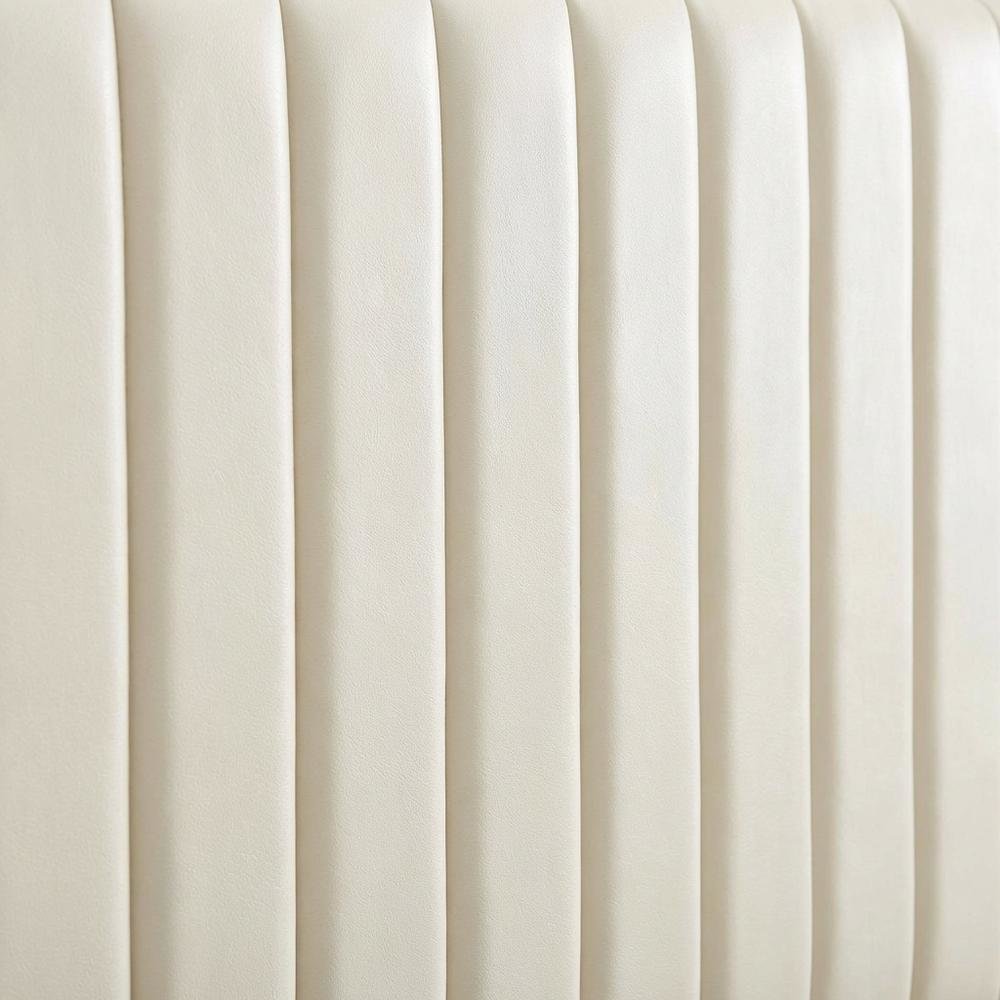 Ivory Velvet Twin Headboard with Padded Upholstery and Elegant Design