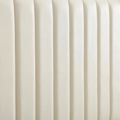 Ivory Velvet Twin Headboard with Padded Upholstery and Elegant Design