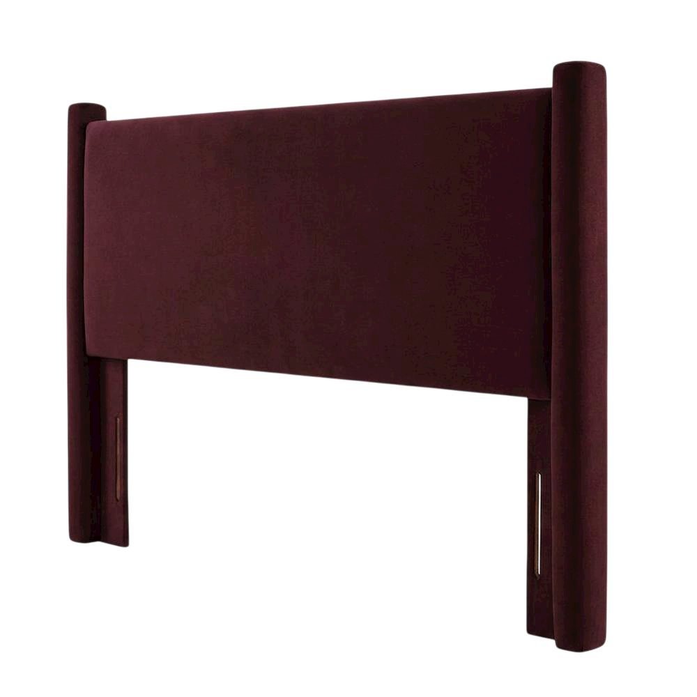 Performance Velvet Padded Headboard, Full Size Upholstered Bed Frame, Mulberry
