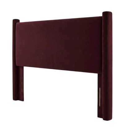 Performance Velvet Padded Headboard, Full Size Upholstered Bed Frame, Mulberry