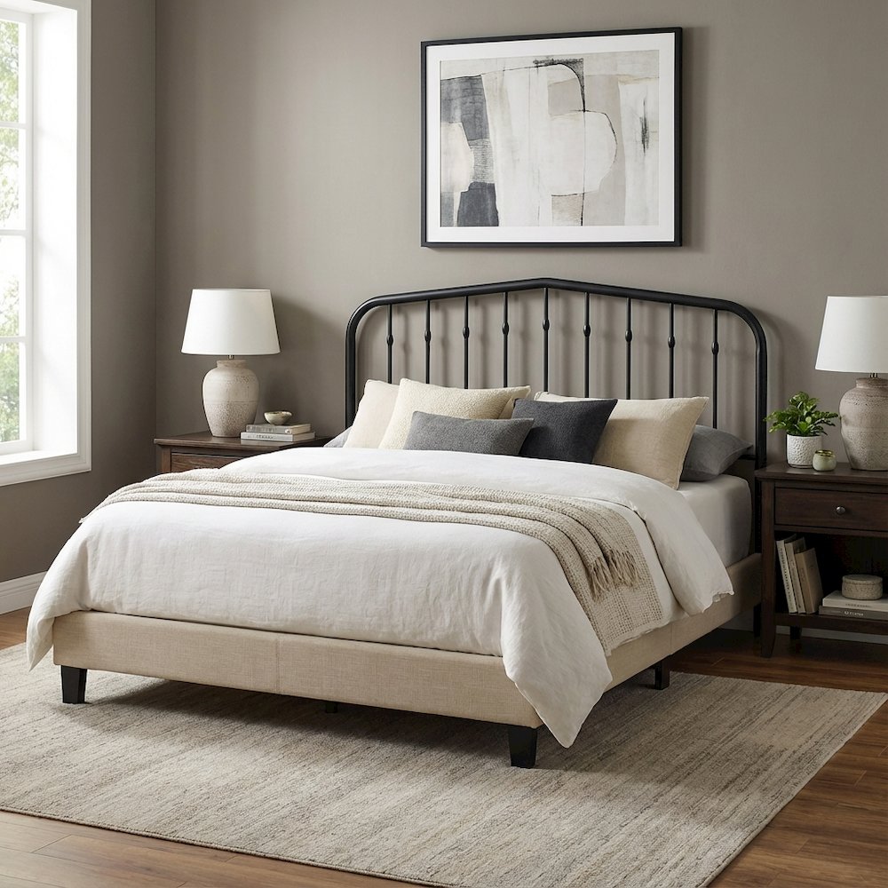 Metal Queen Headboard with Sturdy Frame and Contemporary Design
