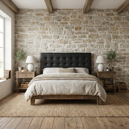 Tufted Faux Leather Headboard for King, California King Beds, Elegant Design