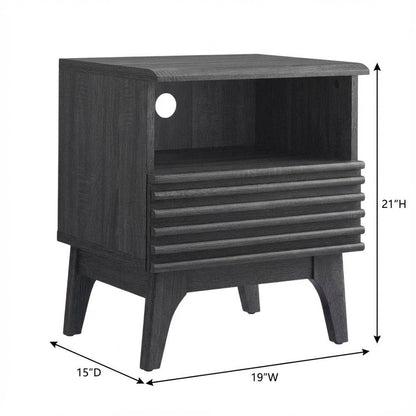 Nightstand in Gray Tone with Contemporary Design, Sturdy Base, Sleek Finish
