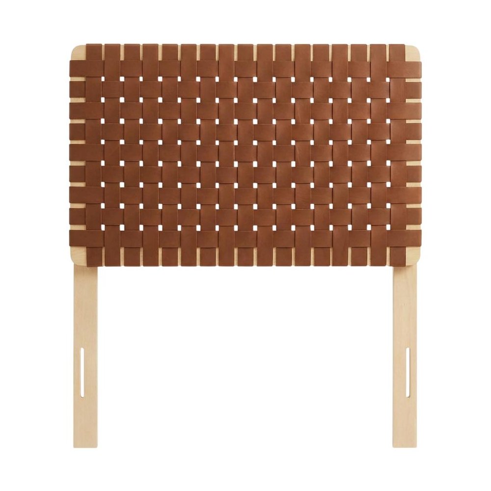 Vegan Leather Twin Headboard with Woven Texture and Sturdy Frame