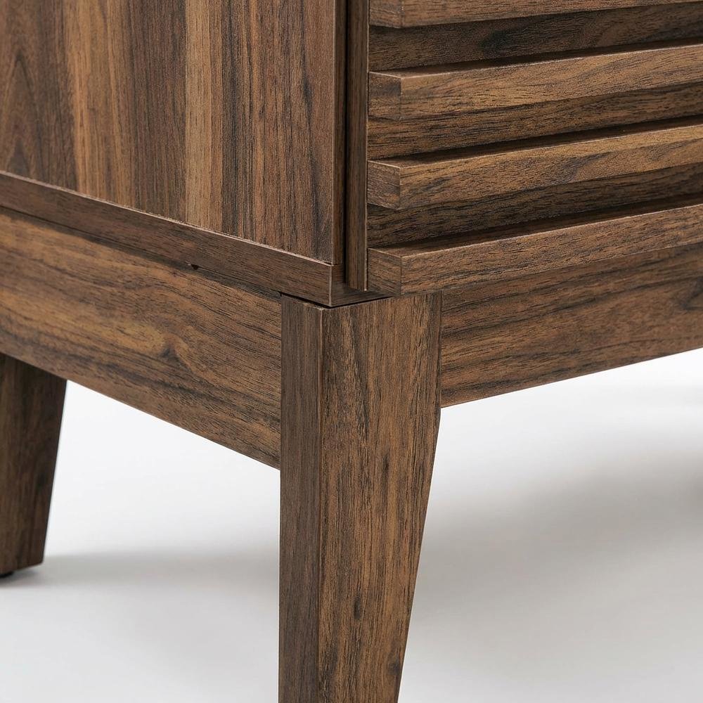 Two-Drawer Nightstand in Brown Finish with Sturdy Construction