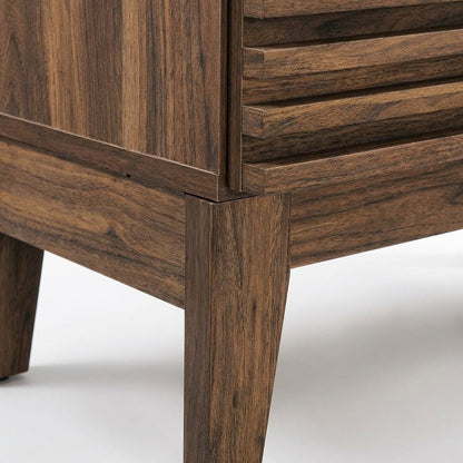 Two-Drawer Nightstand in Brown Finish with Sturdy Construction