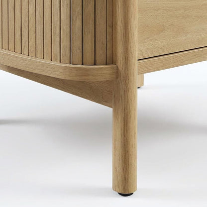 Nightstand with Modern Design and Compact Storage in Brown Finish