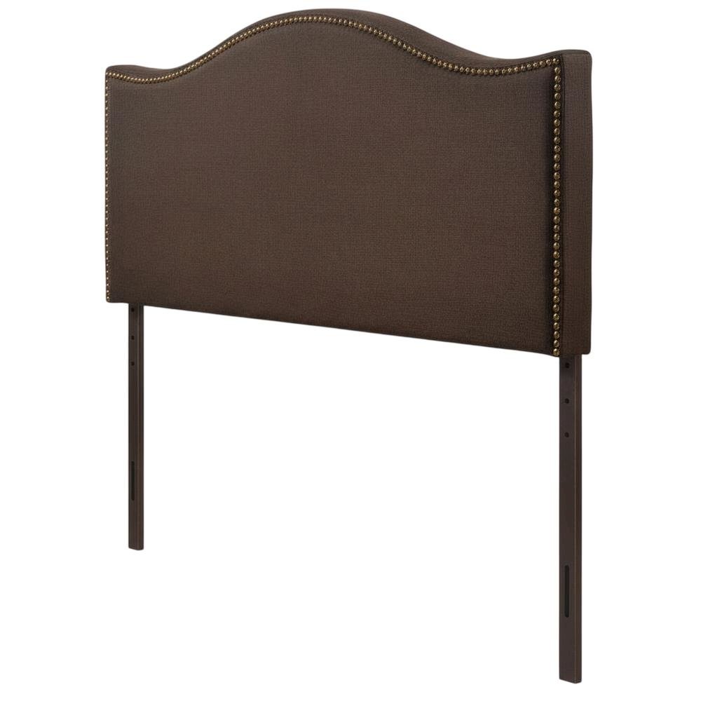 Upholstered Queen Headboard with Nailhead Trim and Curved Design