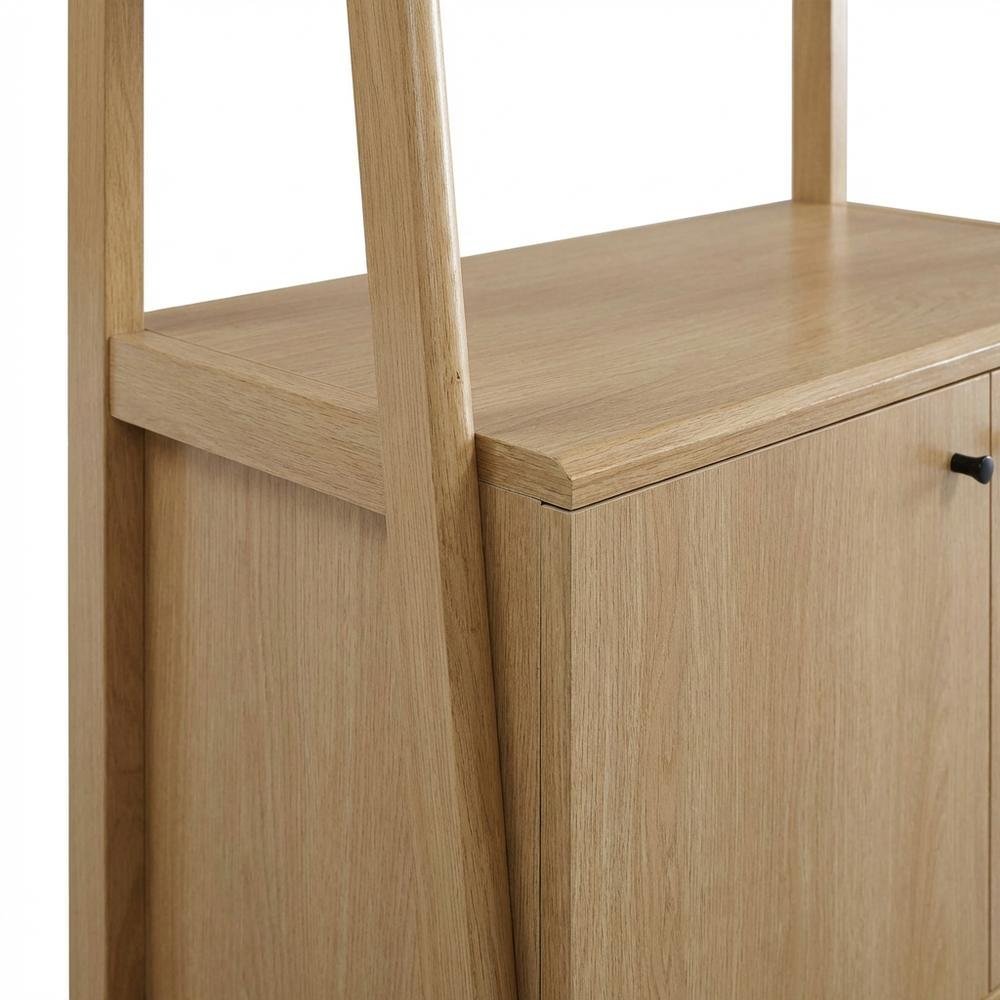 Contemporary Wooden Bookshelf in Natural Finish for Home Office Use
