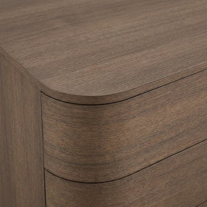 Dark Brown Curved Office Desk with 6 Drawers and Keyboard Shelf