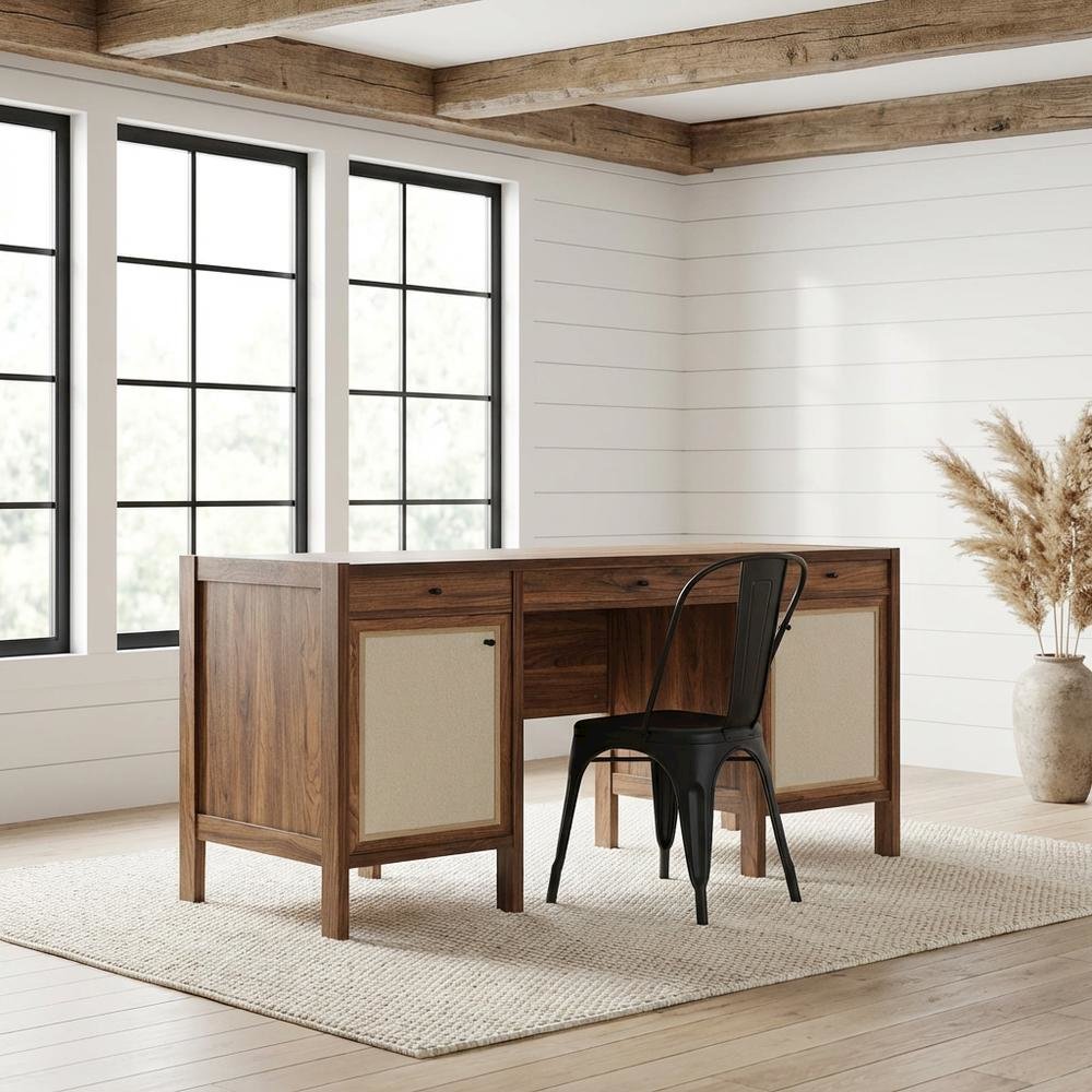 Wood Grain Office Desk with Spacious Surface and Modern Design