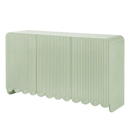 Scalloped And Fluted Storage Cabinet With Elegant Design In Neutral Finish