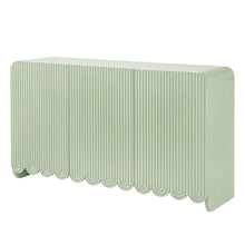 Scalloped And Fluted Storage Cabinet With Elegant Design In Neutral Finish