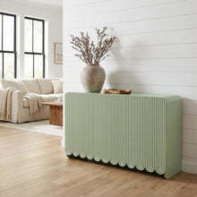 Scalloped And Fluted Storage Cabinet With Elegant Design In Neutral Finish