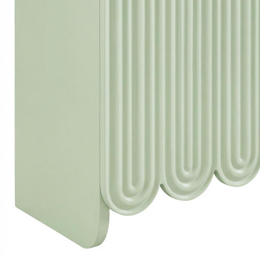 Scalloped And Fluted Storage Cabinet With Elegant Design In Neutral Finish