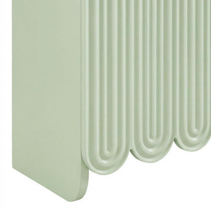 Scalloped And Fluted Storage Cabinet With Elegant Design In Neutral Finish