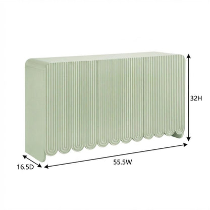 Scalloped And Fluted Storage Cabinet With Elegant Design In Neutral Finish