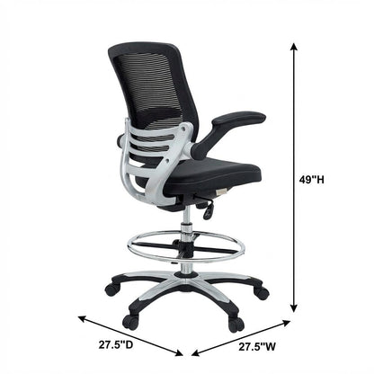 Plastic Drafting Chair with Armrest and Adjustable Height for Office Use