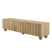 Scalloped Wood TV Stand in Warm Finish with Open Storage Compartments