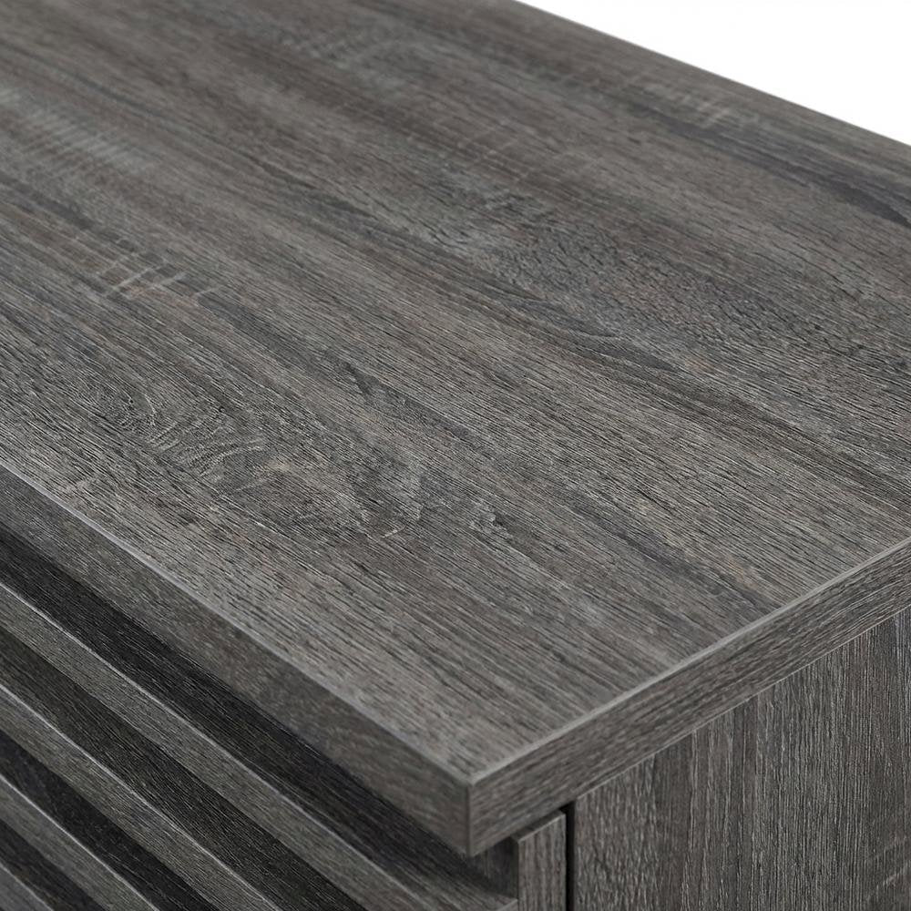 Charcoal Bar Cabinet, Bicast Leather, 46 Inch Wide, Modern Style