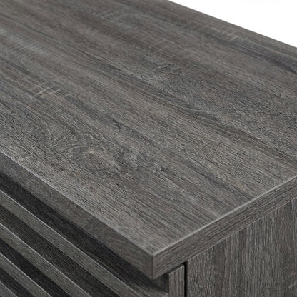 Charcoal Bar Cabinet, Bicast Leather, 46 Inch Wide, Modern Style