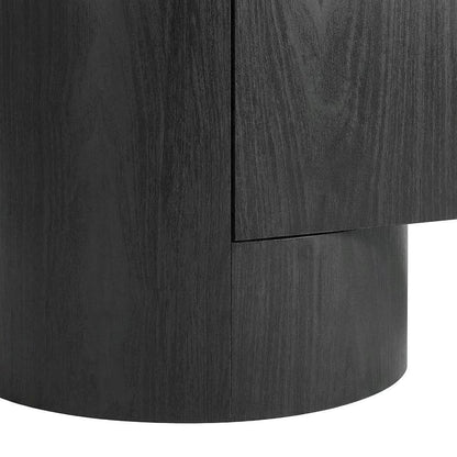 Oval Entertainment Center TV Console Cabinet with Storage and Drawers, Black