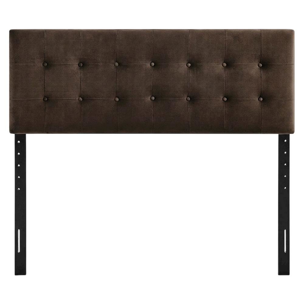 Performance Velvet Padded Adjustable King Size Headboard, Chocolate Brown