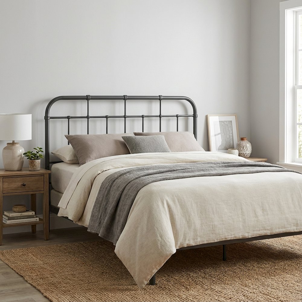 Metal King Headboard with Sturdy Frame and Sleek Minimalist Design