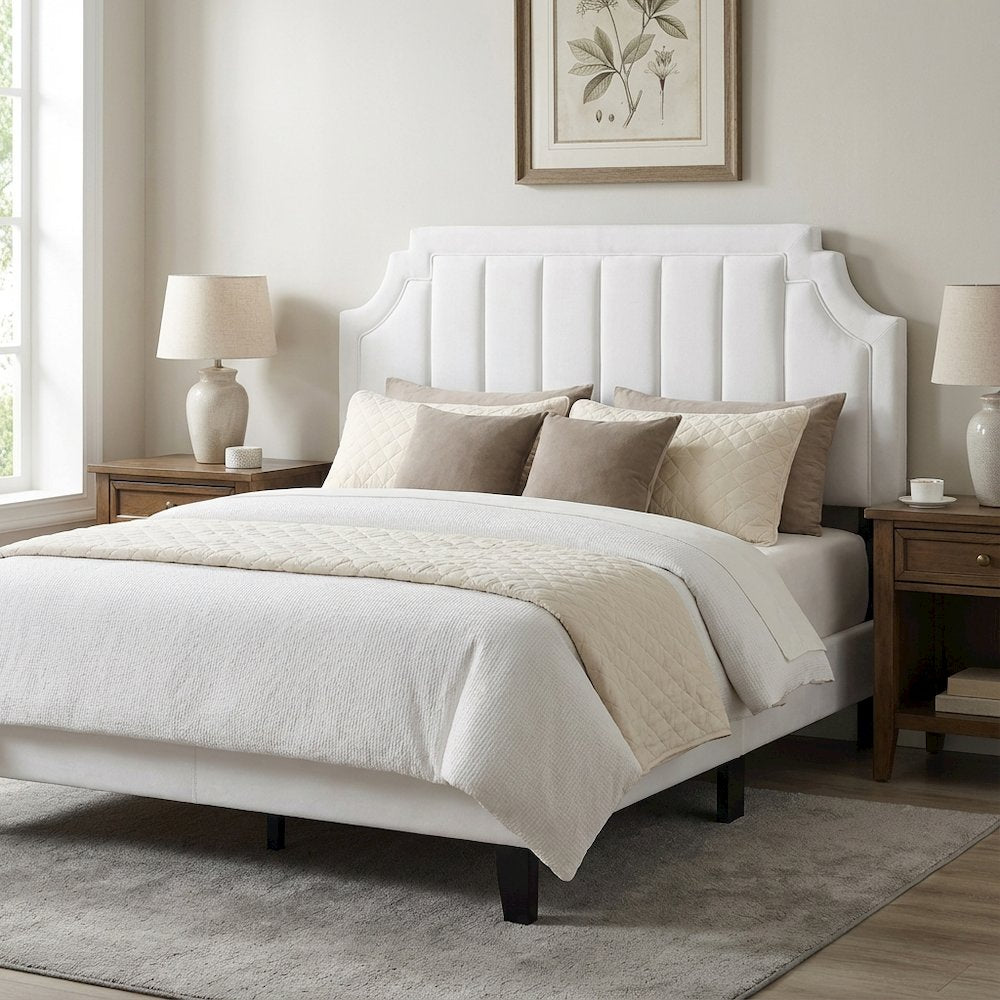Channel Tufted Velvet Full/Queen Headboard, Performance Fabric, Durable Frame