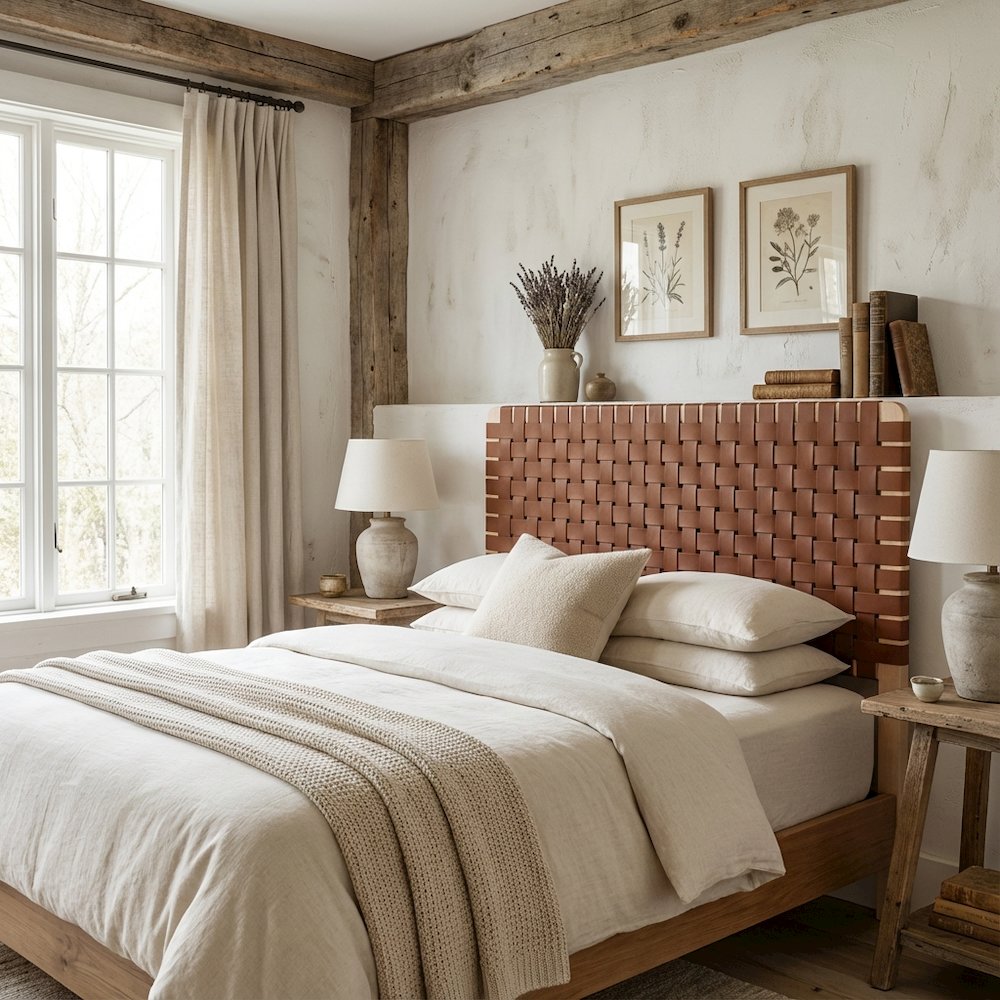 Vegan Leather Twin Headboard with Woven Texture and Sturdy Frame