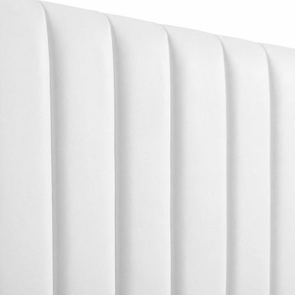 White Faux Leather Headboard with Padded Upholstery and Sturdy Frame