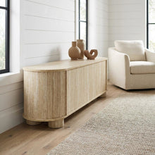 Gray Faux Travertine TV Stand with Solid Mango Construction