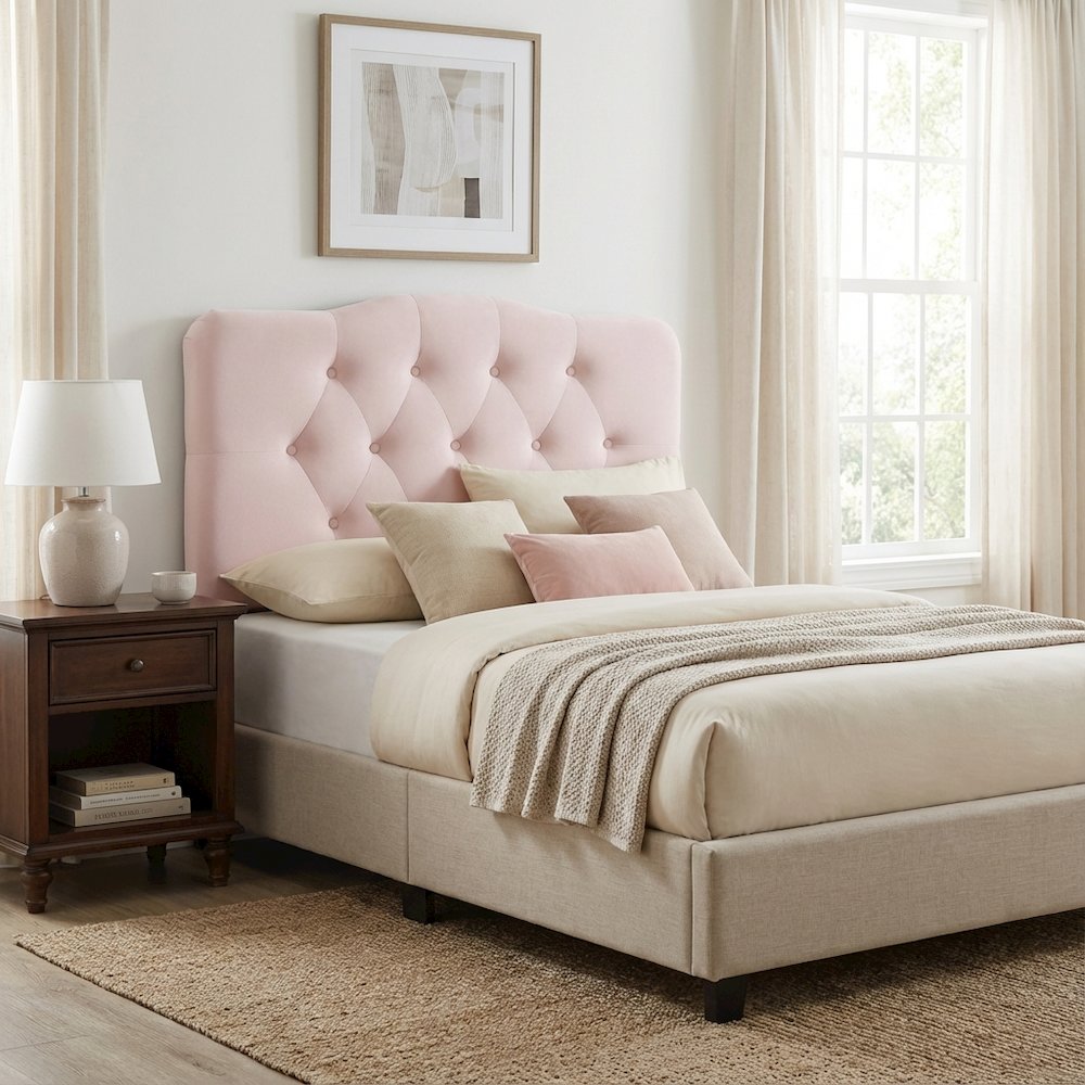Diamond Tufted Velvet Twin Headboard with Performance Fabric and Plush Design