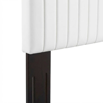 White Faux Leather Headboard with Padded Upholstery and Sturdy Frame